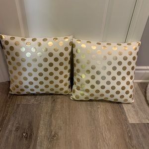 Gold polka dot pillows